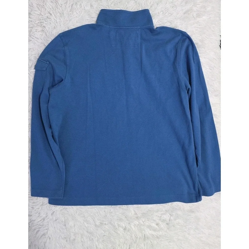 Banana Republic Sweater Mens‎ Large Blue Cotton Snap Button Mock Neck Pullover